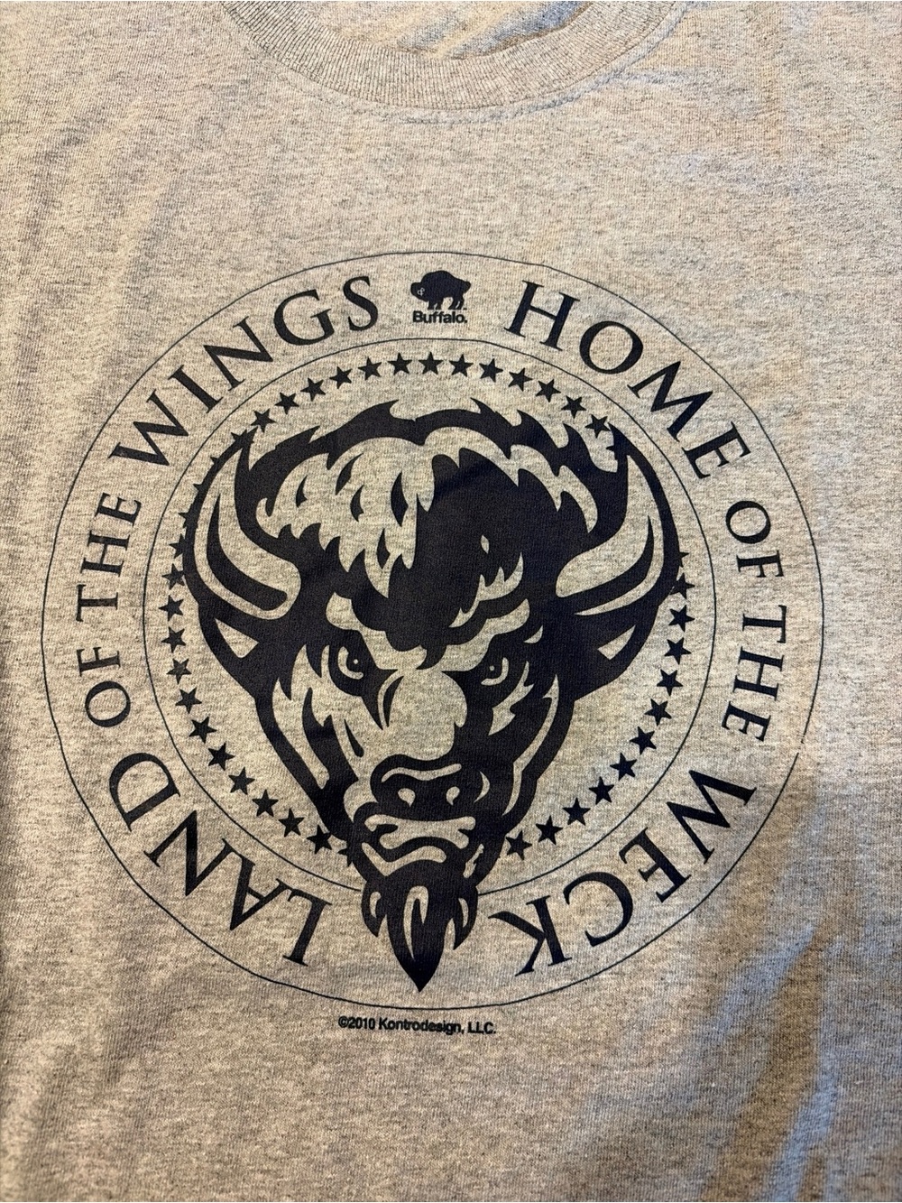 Buffalo Heather Gray Crewneck with Navy Logo Navy Print